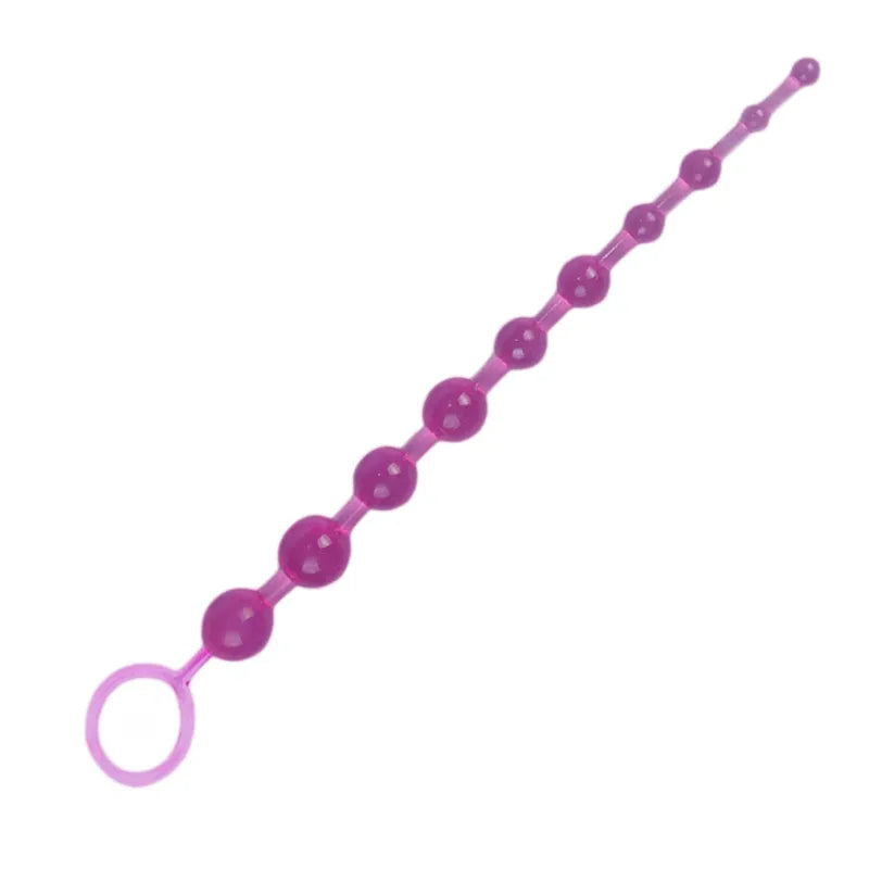 Soft Rubber Anal Plug Beads Long Orgasm Vagina Clit Pull Ring Ball Butt  Toys