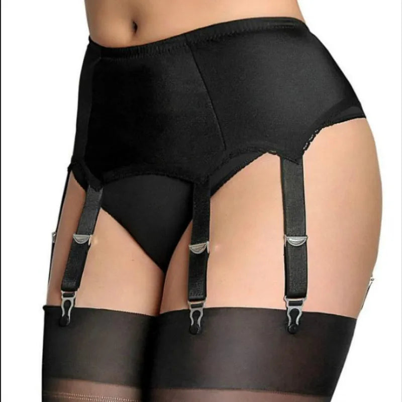 Women's Garter Belt With 6 Straps Metal Clips Plain Sexy Suspender Belt