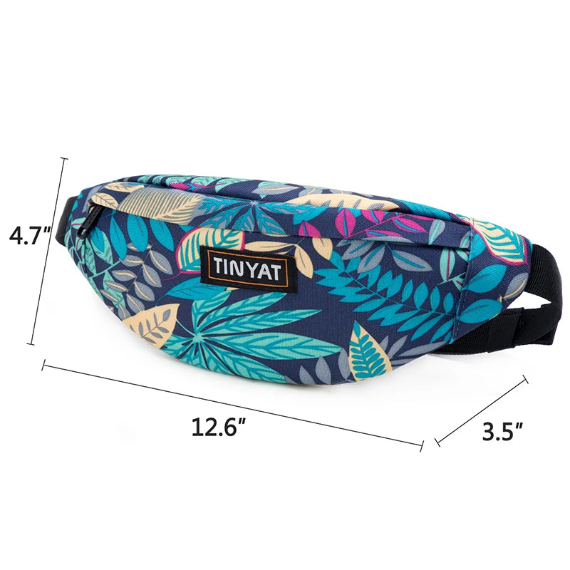 Print Leaf Travel Waist Bag for Men and Women Fashion Casual Shoulder Bag