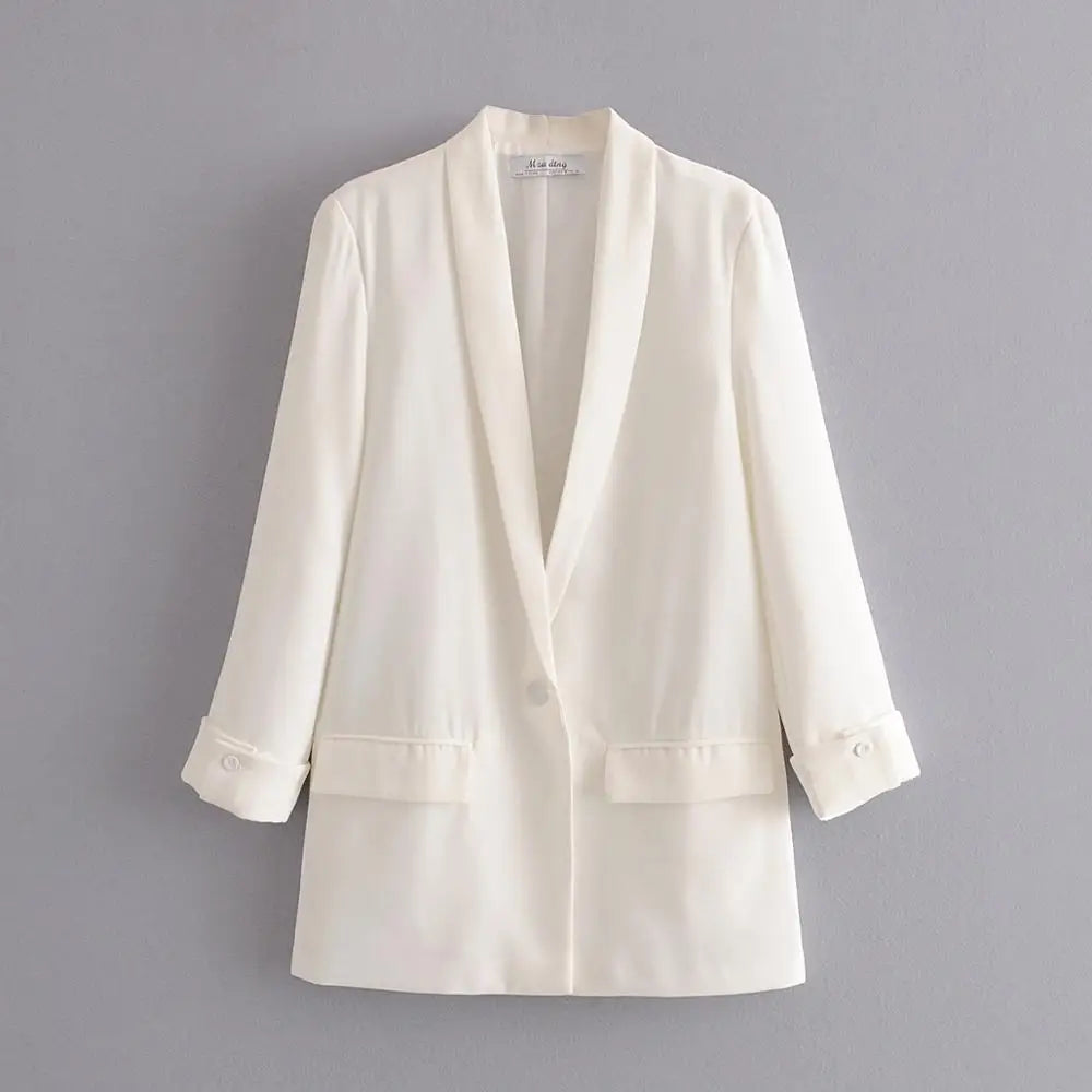 Women's Blazer Suit Jacket Coat Single Button Coat OL Blazer Suit