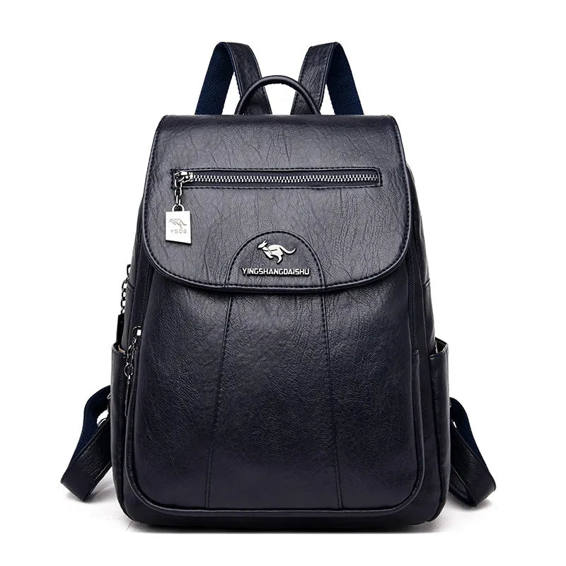 Women Leather Vintage Backpack Girls School Bag Travel Bagpack for Ladies