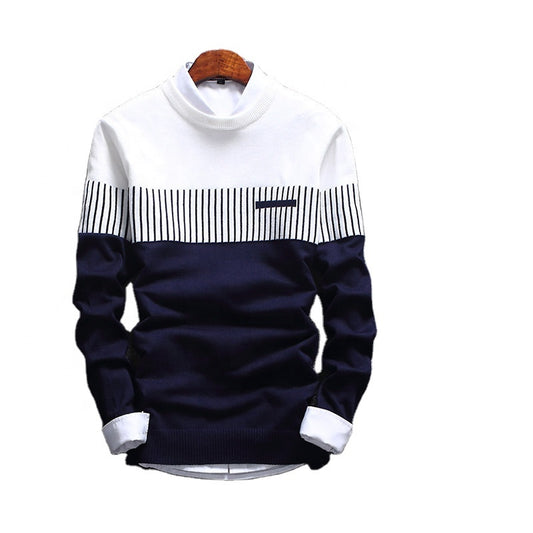 Men's Fall Winter Pullover Slim Fit Striped Knitted Sweaters Mens Clothing