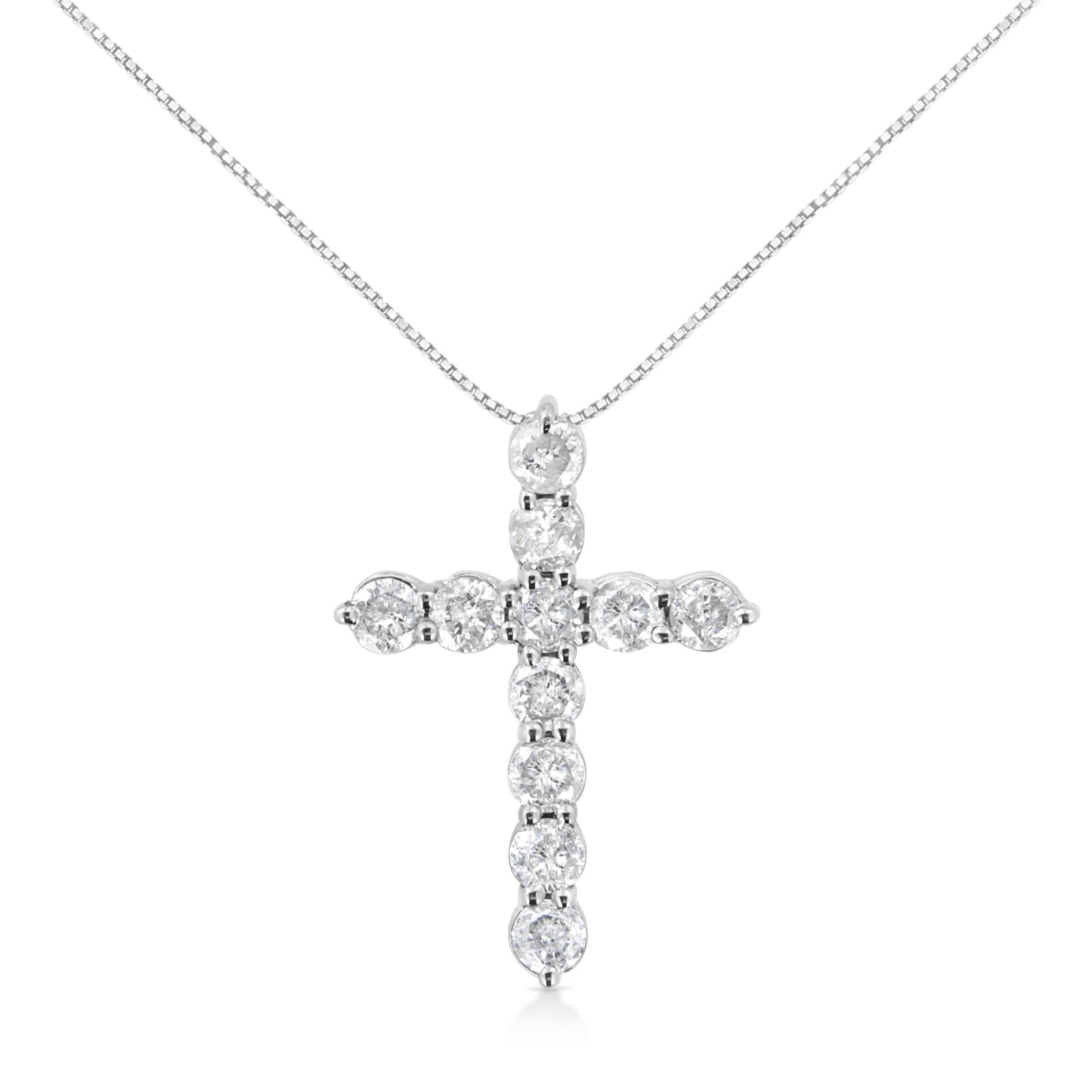 Set Round-Cut Diamond Cross 18" Pendant Necklace (I-J Color, I2-I3 Clarity)