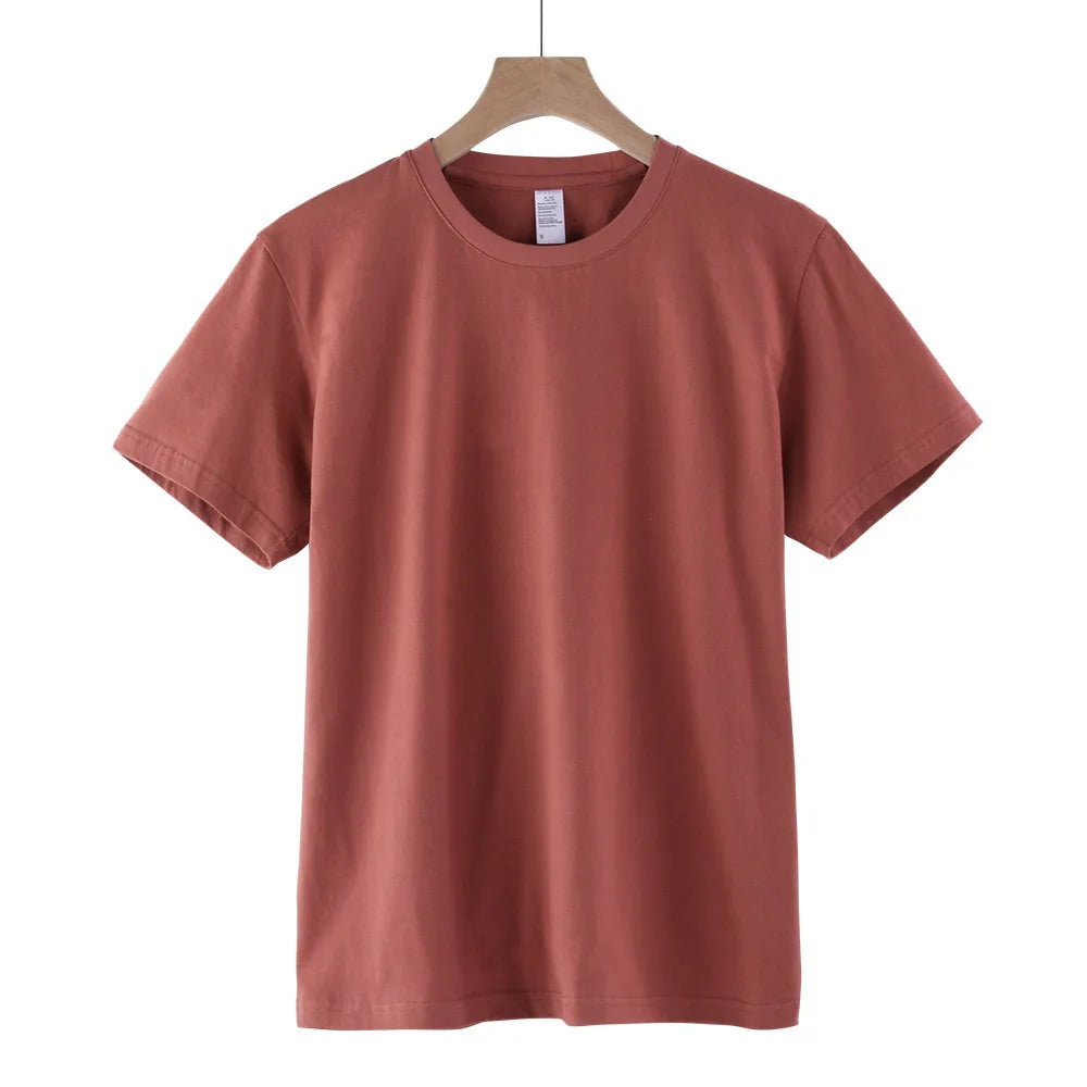 Round Collar Men's T-Shirt 100% Cotton Straight Thin Lightweight T-Shirts