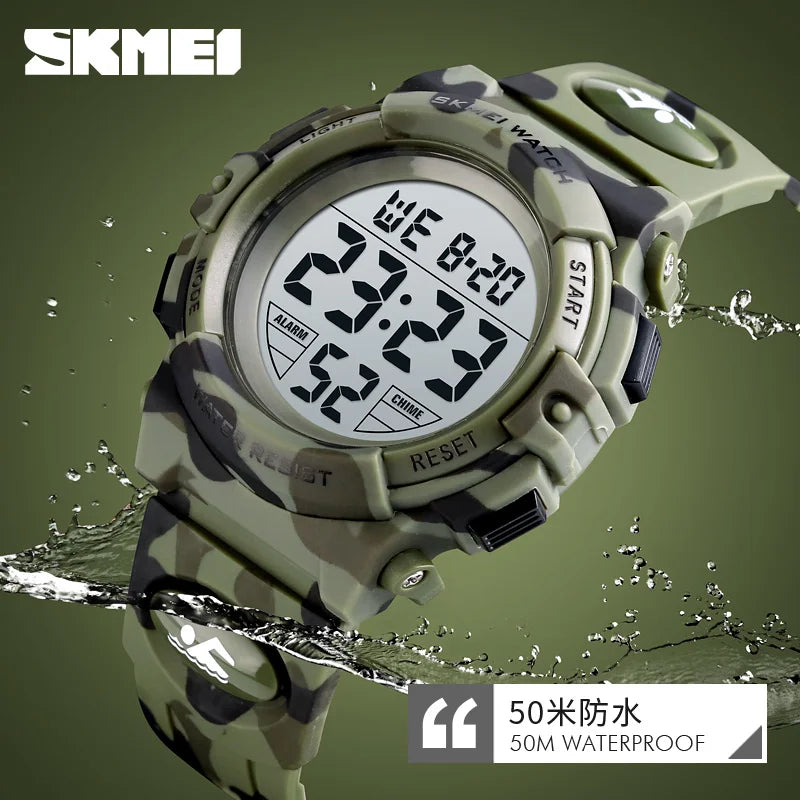 SKMEI Military Kids Sport Watches 50M Waterproof Electronic Wristwatch