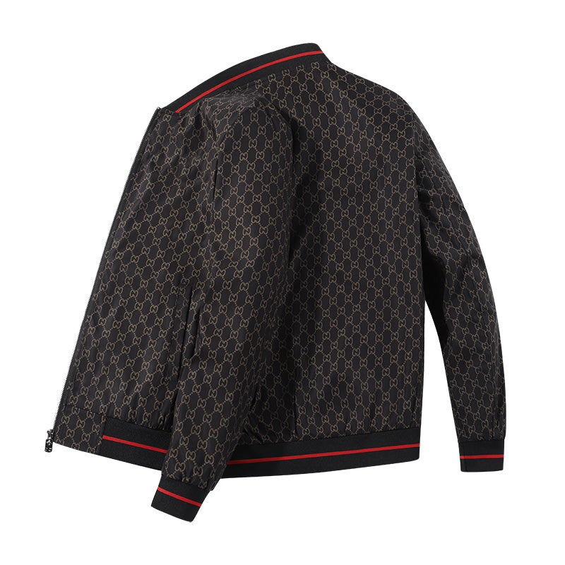 Men's Jacket Youth Collar Checkered Baseball Jacket