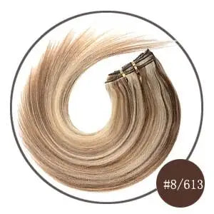 Short Double Weft Clip in Human Hair Extensions Thick Straight Hair Clip