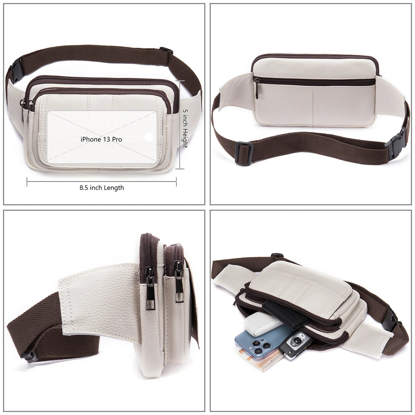 Men's Waist Bag Leather Male Fanny Pack Men's Belt Bag