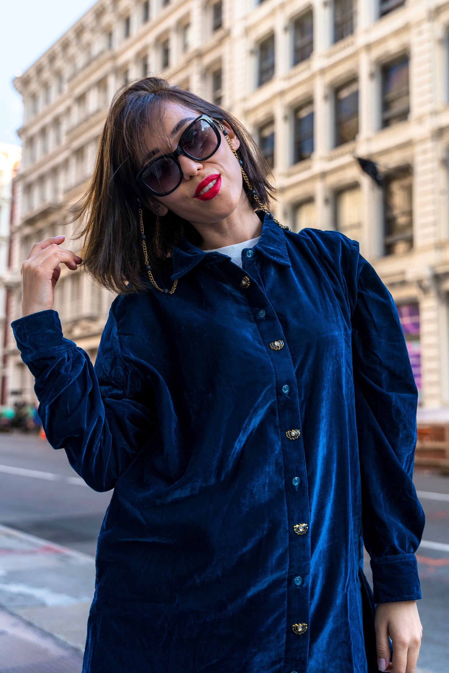 Teal Velvet Shirt