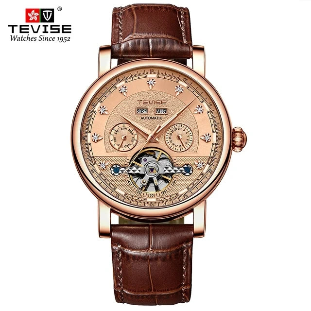 Wristwatch Men 30M Waterproof 867C Automatic Leather Diamond Dial Mechanical