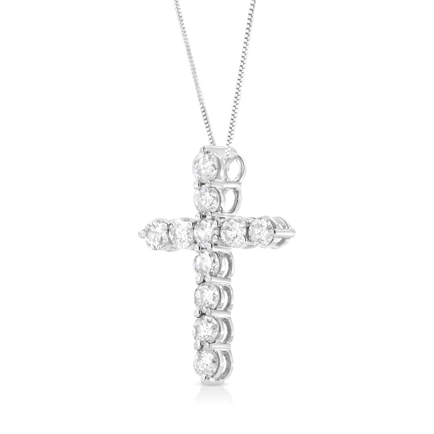 Set Round-Cut Diamond Cross 18" Pendant Necklace (I-J Color, I2-I3 Clarity)