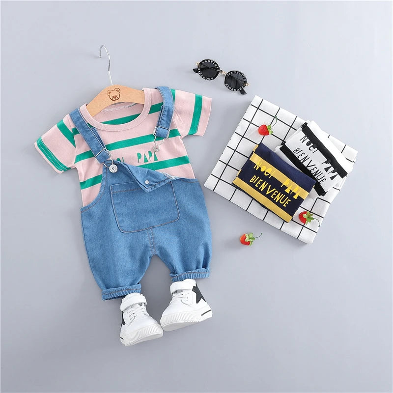 Summer Baby Girl Clothes Children Clothing Boys Short Sleeve T-Shirt Overalls