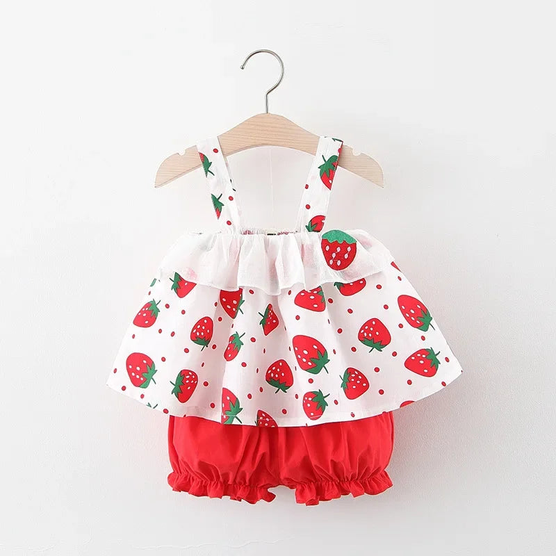 New Newborn Baby Girls Clothes Sleeveless Dress+Briefs 2PCS Outfits