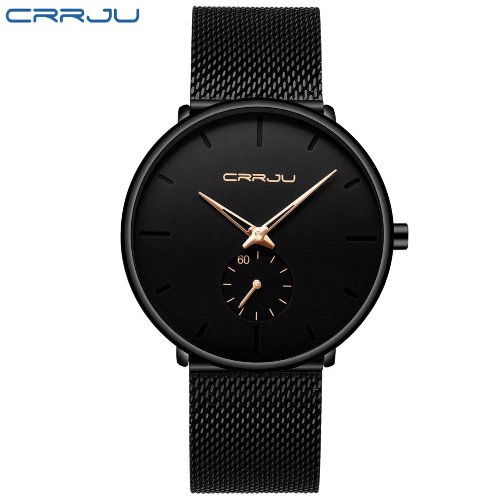 Mens Watches Quartz Watch Men Casual Slim Mesh Steel Waterproof Sport Watch