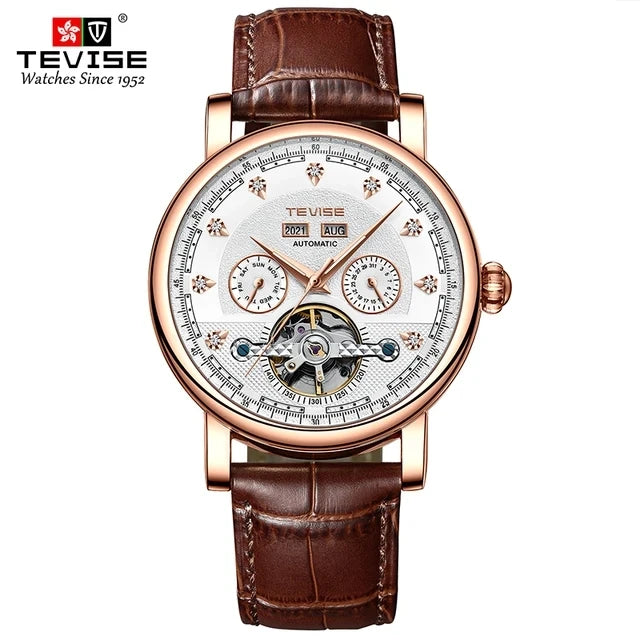 Wristwatch Men 30M Waterproof 867C Automatic Leather Diamond Dial Mechanical