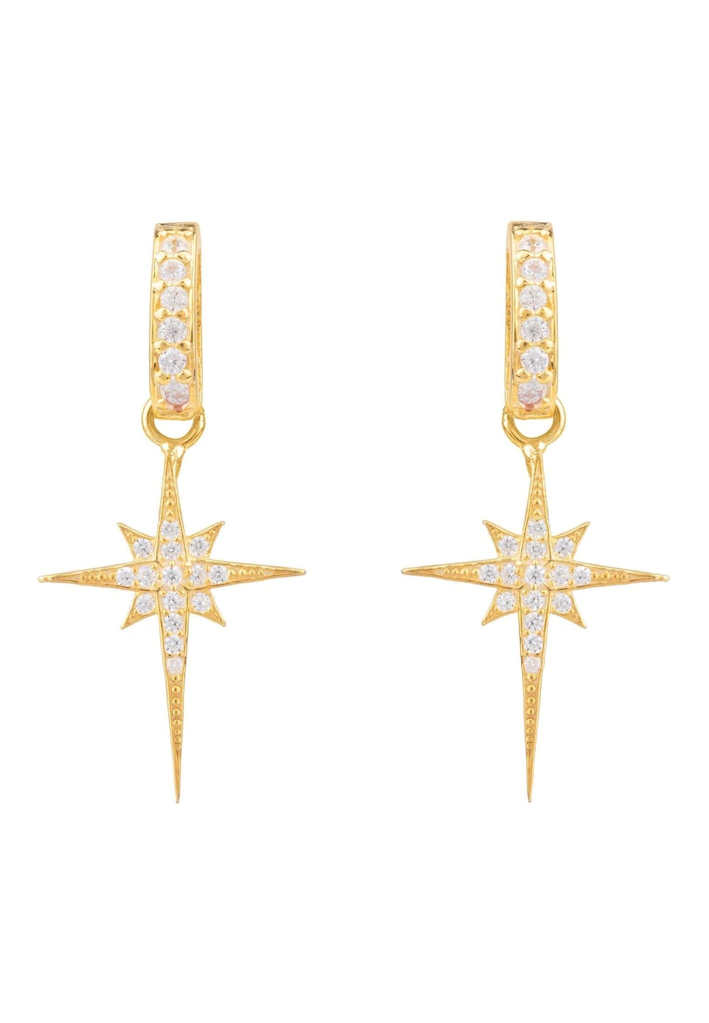 North Star Burst Small Drop Earrings Gold