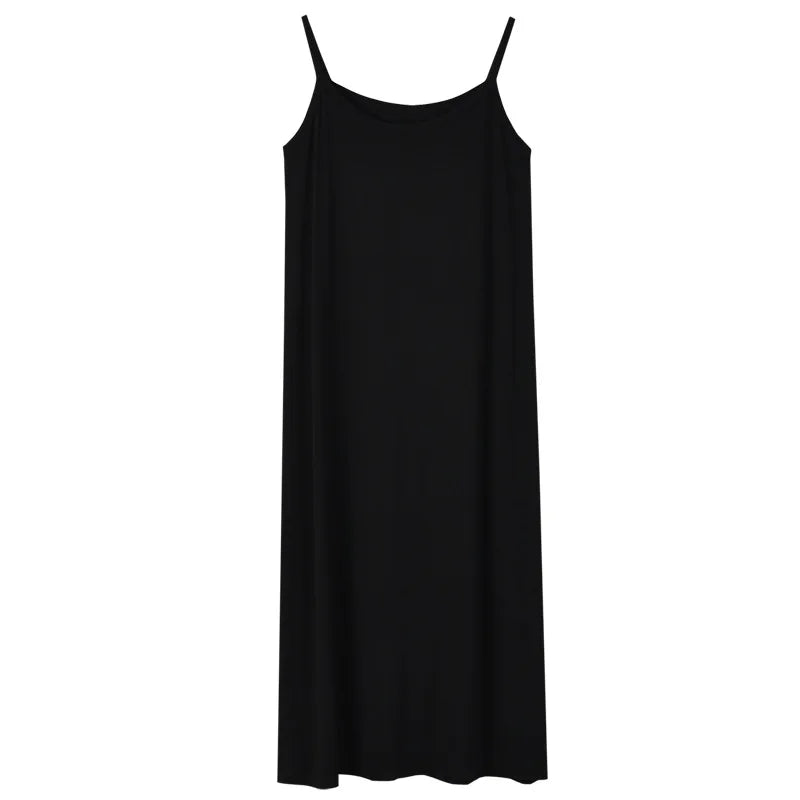 Women's Modal Full Slip Dress Spaghetti Strap Vest Skirt Long Under Dress