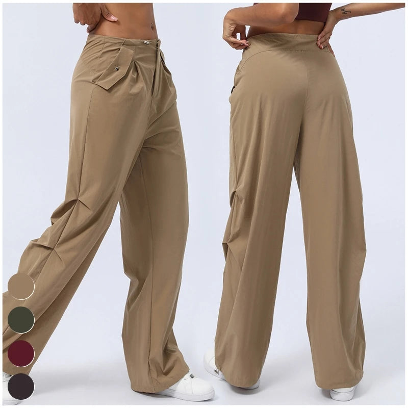 Sports Pants Custom Women's Clothings Loose Straight Trousers Casual High Waist