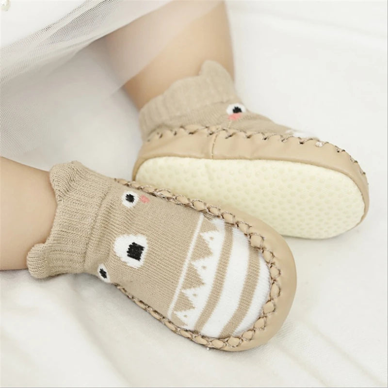 Toddler Baby Shoes Soft Sole Infant First Walker Cartoon Leather Rubber Sole