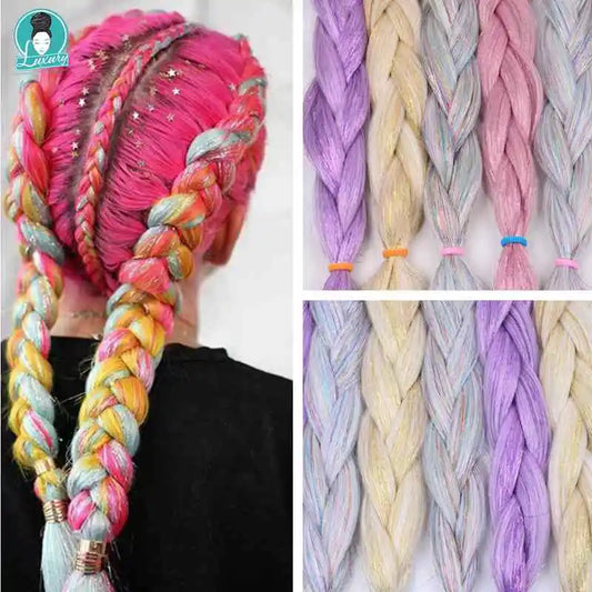 Synthetic Jumbo Braid Mixed Metallic Glitter Twinkle Hair