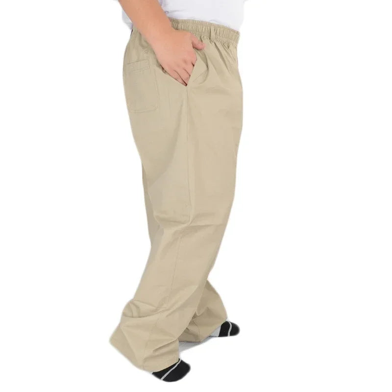 Men's Summer Thin Elastic Band High Waist Cotton Casual Trousers