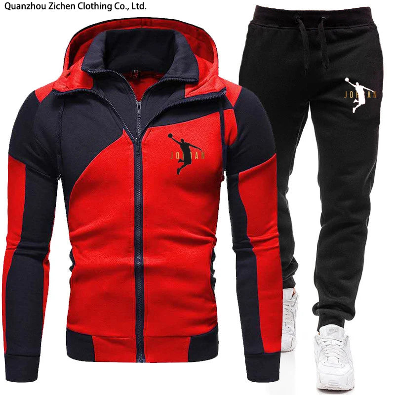 Men's Jacket Tracksuits Casual Two Pieces Sets Zipper Hoodie Gym