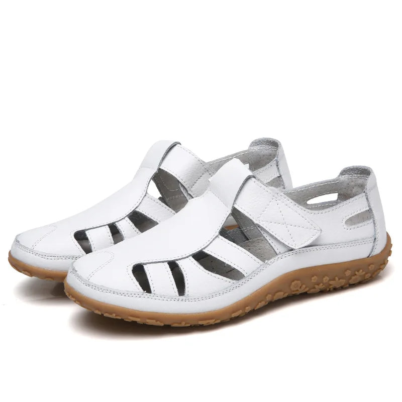 Split Leather Flat Sandals Women Fashion Summer Shoes Anti-Slip Soft Sole shoes