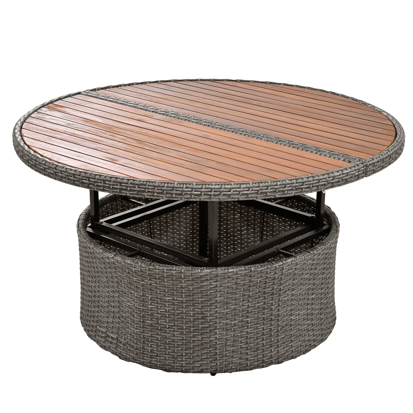 Patio 5-Piece Round Rattan Sectional Sofa Set