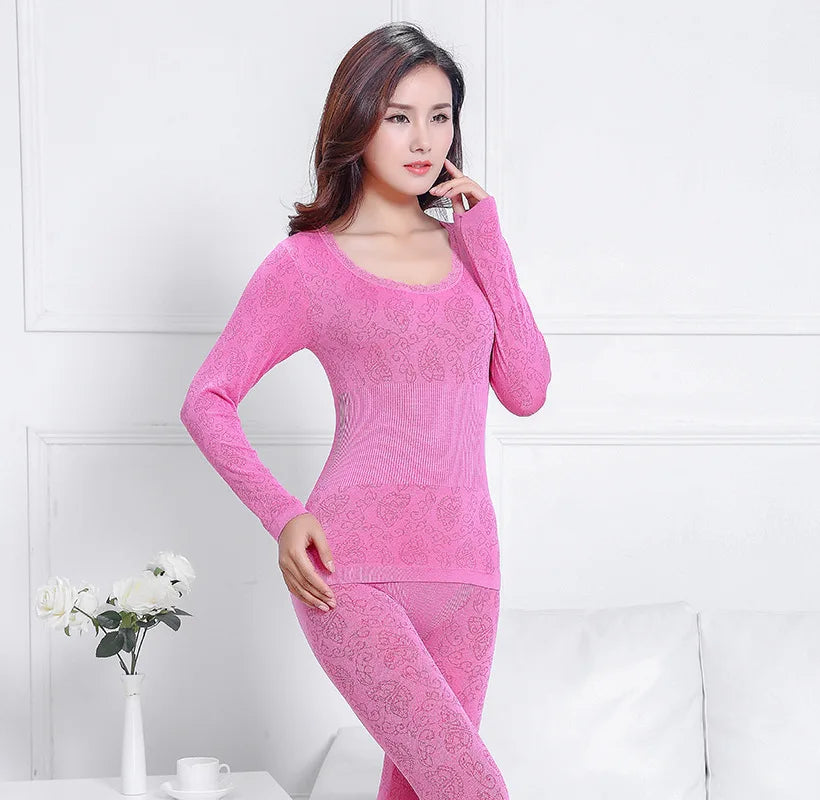 Queenral Thermal Underwear Women Long Johns for Women Winter Thermal Underwear