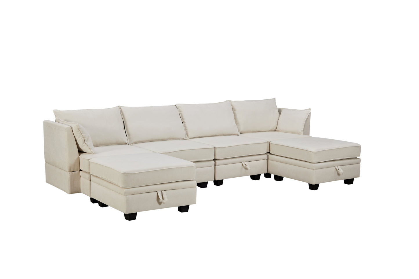 Modern Large U-Shape Modular Sectional Sofa Storage Seat