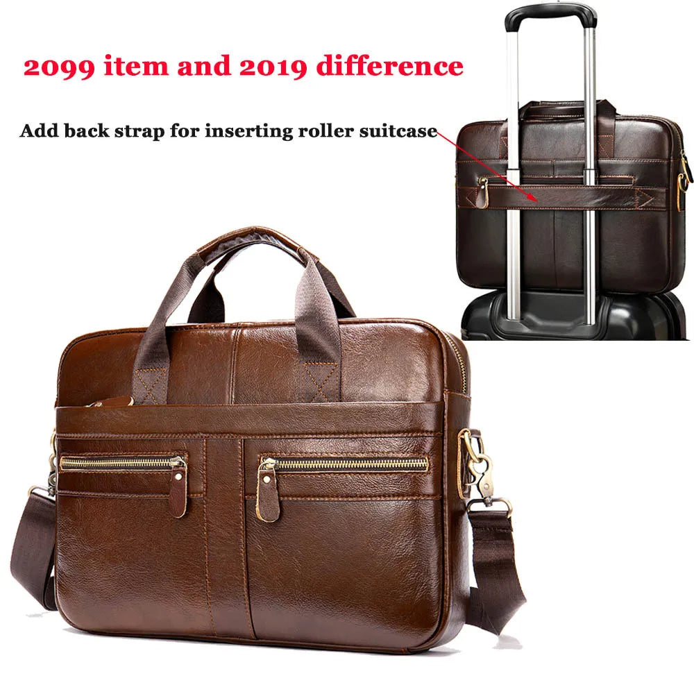 WETSTAL Men's Leather Bag for 14 Laptop Bag Computer Mens Briefacase