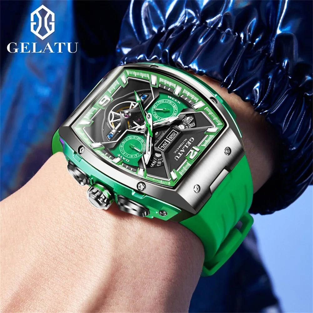 Waterproof Business Double Mechanical Tourbillon Watch for Men