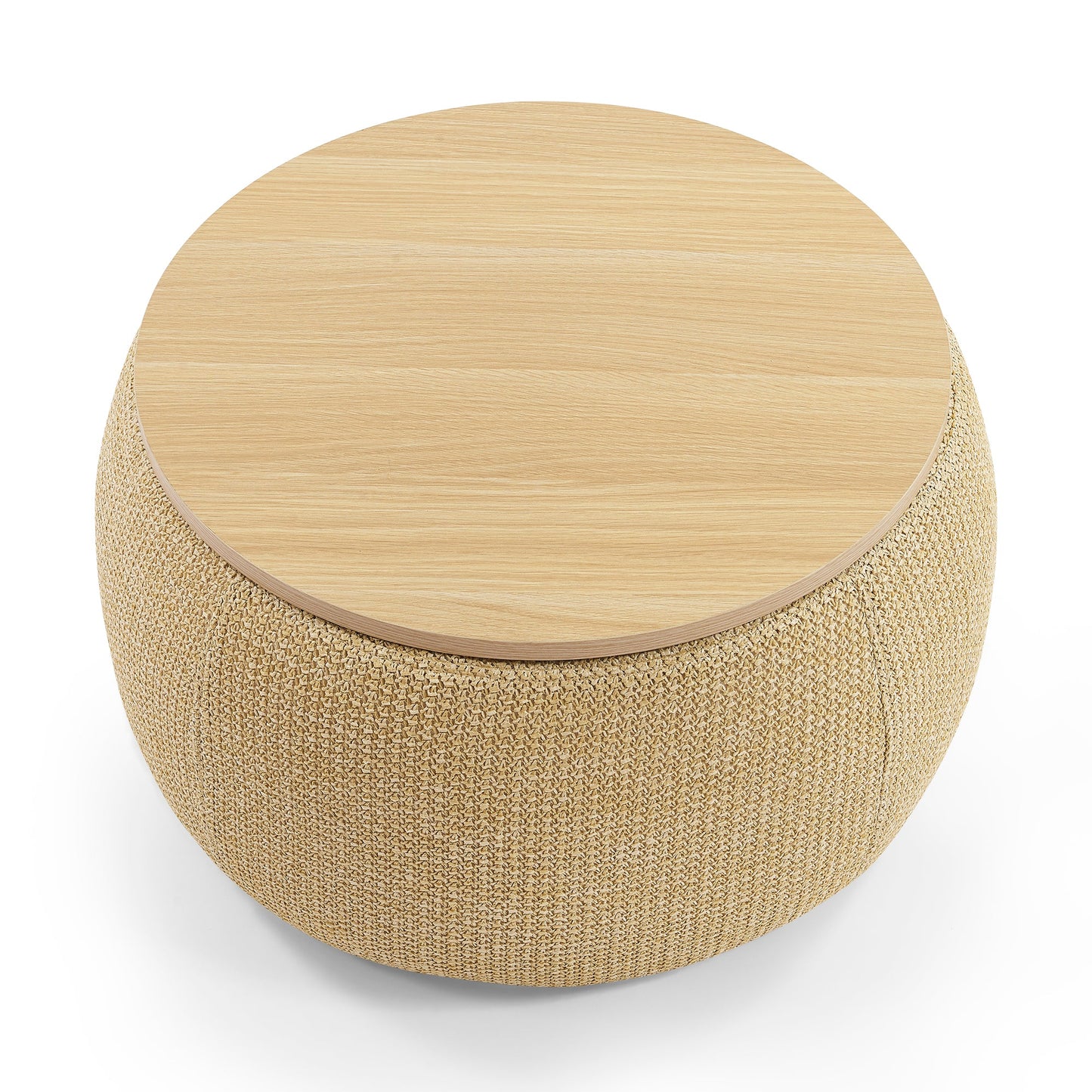 Round Storage Ottoman, Work as End Table and Ottoman