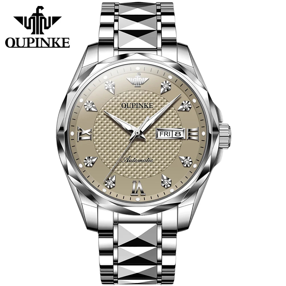 Water Resistant Stainless Steel Mechanical Wristwatch Multifunction Watch