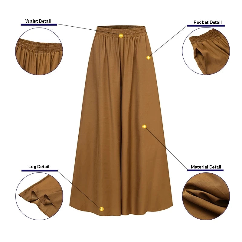 Wide Leg Pants Elastic High Waist Loose Casual Beach Palazzo Pants Trouser