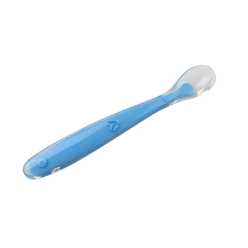 New Baby Soft Silicone Spoon Candy Color Temperature Sensing Spoon