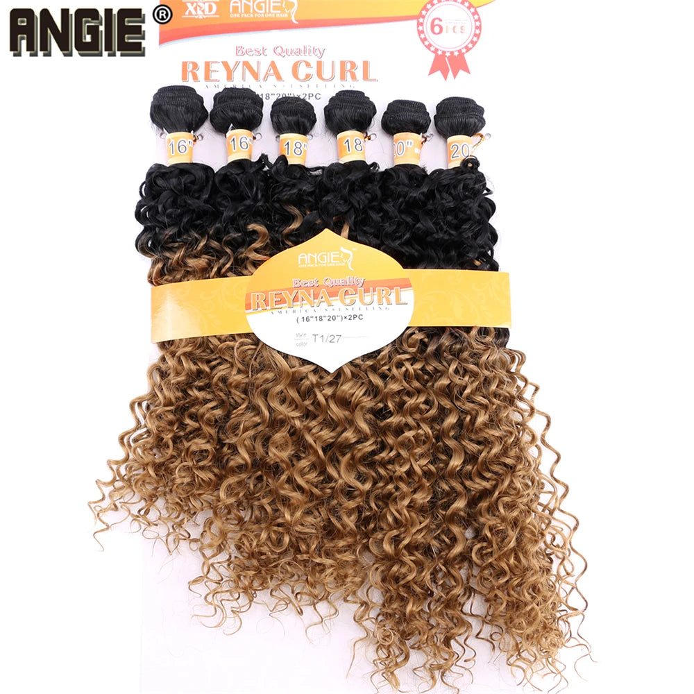 Synthetic Kinky Curly Hair Bundles Two Tone Ombre Color Hair Weave