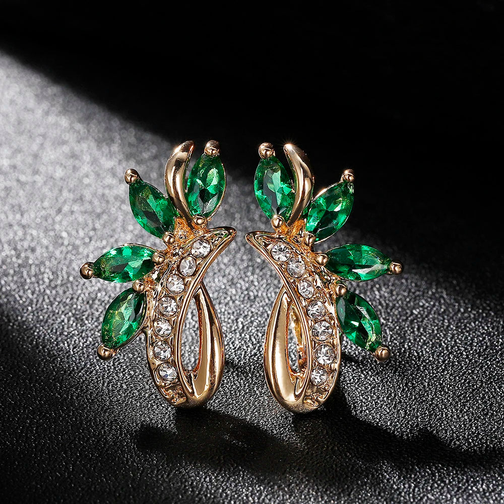 Mini Blue Green Earring Horse Natural Zircon Stud Earrings Jewelry Crystal