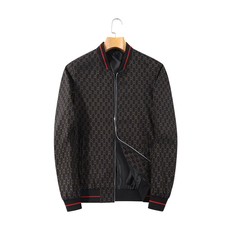 Men's Jacket Youth Collar Checkered Baseball Jacket