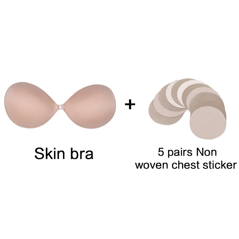 Silicone Bra Invisible Push Up Sexy Strapless Bra Stealth Adhesive Backless