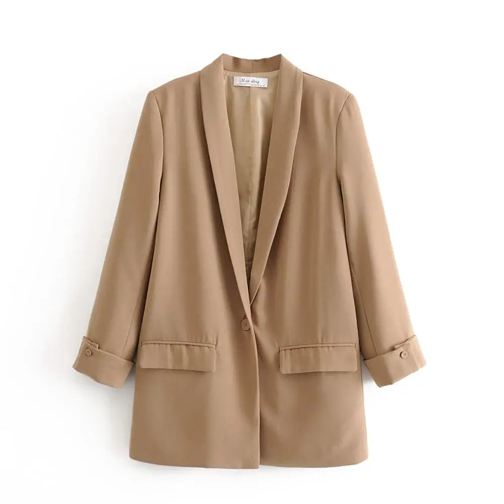 Women's Blazer Suit Jacket Coat Single Button Coat OL Blazer Suit