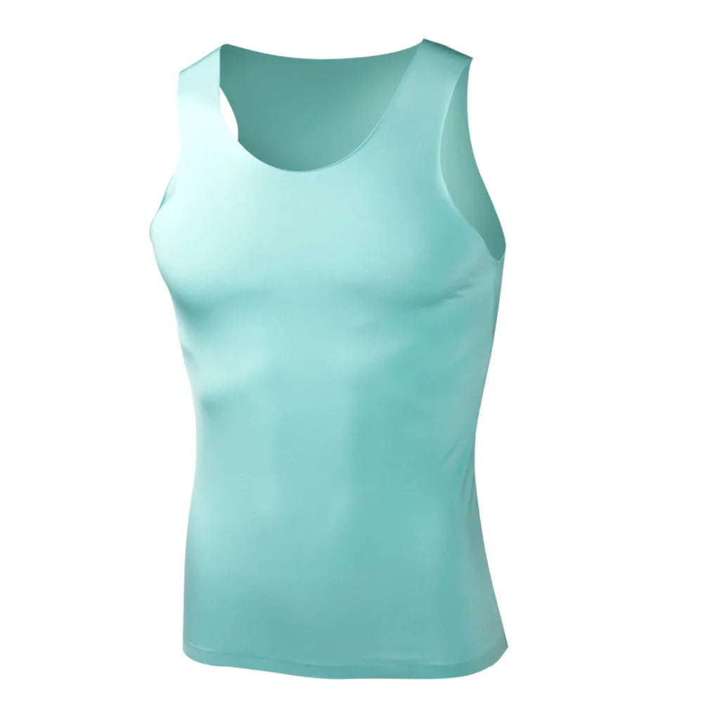 New Brand Clothing Ultra-Thin Ice Silk Men Undershirt Sleeveless Underwear