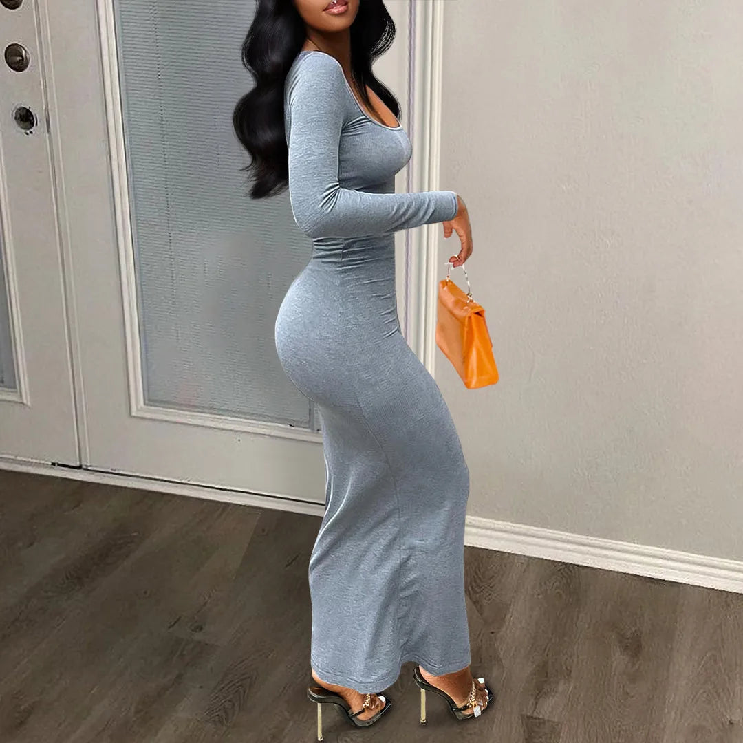 Women Sexy Long Sleeve Clothing XS Casual Bodycon Long Maxi Dress