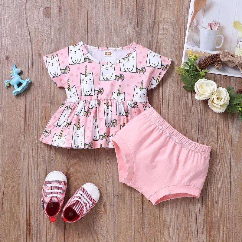 New Newborn Baby Girls Clothes Sleeveless Dress+Briefs 2PCS Outfits