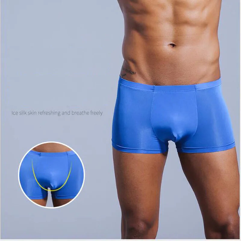 Very Thin Men's Underwear Nylon Ice Silk Boxers Double Bagged Boxers