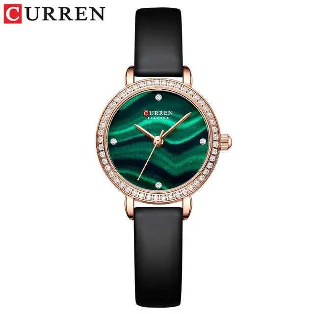 Rhinestone Quartz Watches Female Leather Waterproof Women's Watch