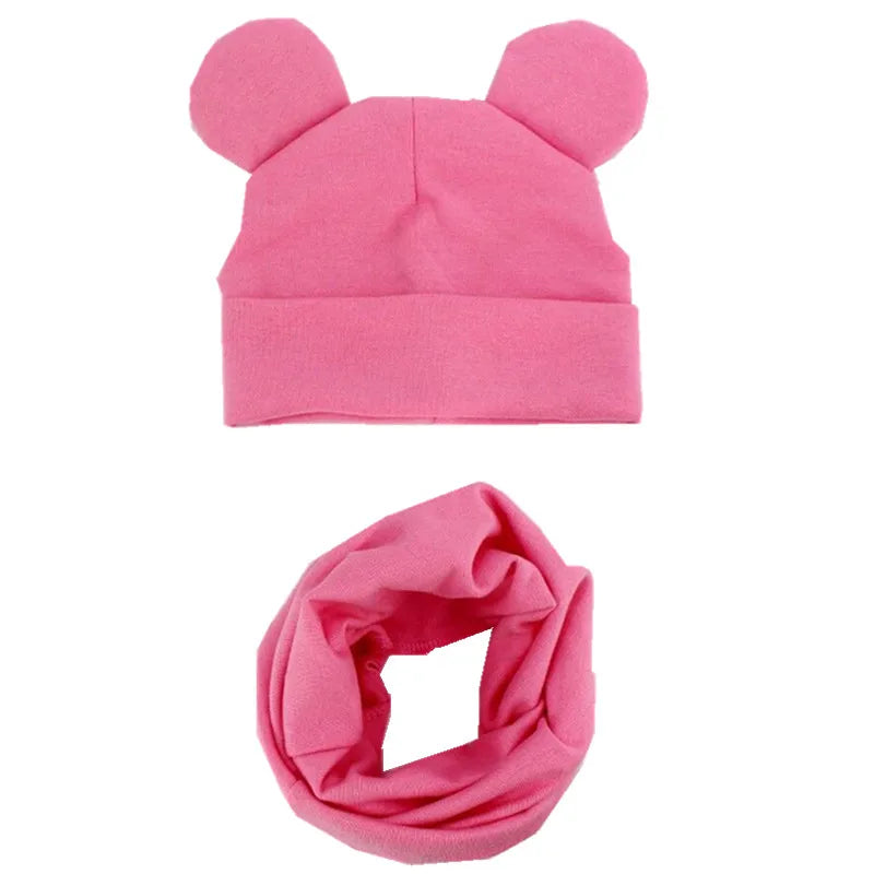 New Cotton Children Hat Scarf Set Children's Lovely Ears Caps Beanies