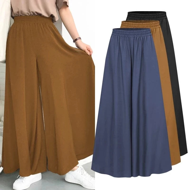 Wide Leg Pants Elastic High Waist Loose Casual Beach Palazzo Pants Trouser