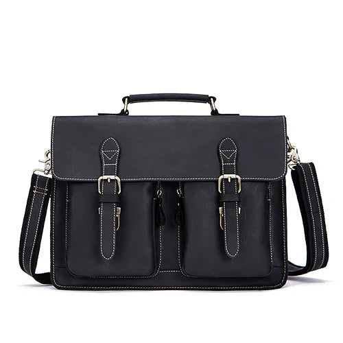 Men's Leather Bag for Document Crazy Horse Leather Briefcases