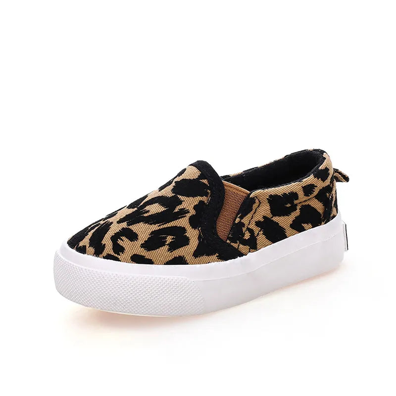 Spring Kids Shoes Boys Girls Casual Shoes Leopard Print Comfortable Canvas Shoes